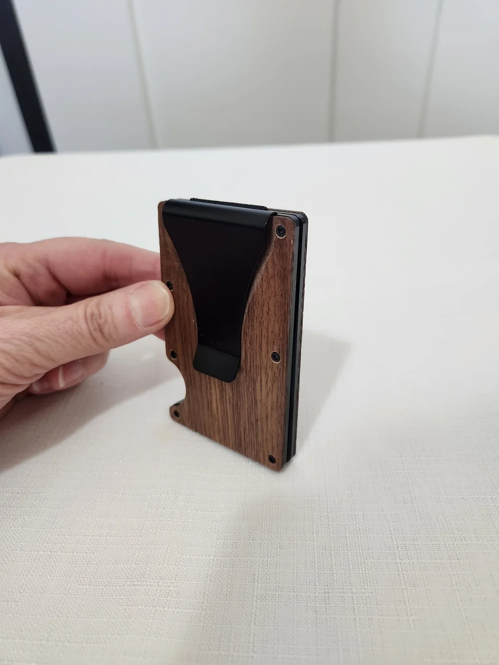 Wood and Black Minimalist Men's Card Holder Wallet